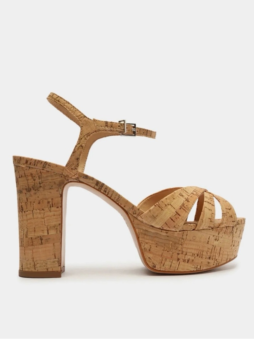 SCHUTZ Cork Platform Sandal in Natural Tan